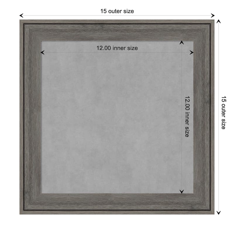 Amanti Art Regis Barnwood Grey Narrow Framed Magnetic Board - Board Size 12x12