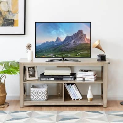 Modern Farmhouse TV Stand Entertainment Center for TV's up to 55" with Open Shelves - 47"X16"X23.5"(LXWXH)