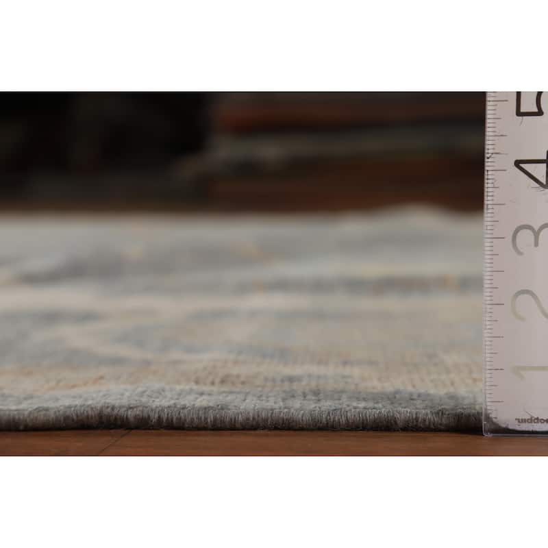 Hand Knotted Oriental 100% Wool Carpet Transitional All-Over Greys & Charcoal Oushak Area Rug - 11' 7'' X 8' 5''