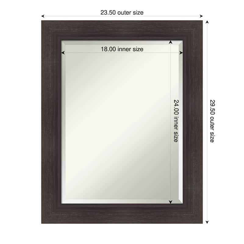Sloped Beveled Framed Bathroom Vanity Wall Mirror - 24 x 30 in - Sloped Espresso