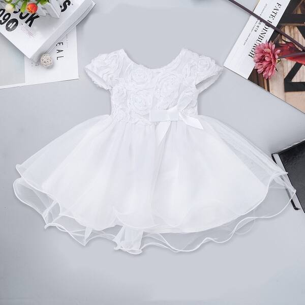 Shop Dpois Baby Flower Girls 3d Rose Princess Tutu Dresses White