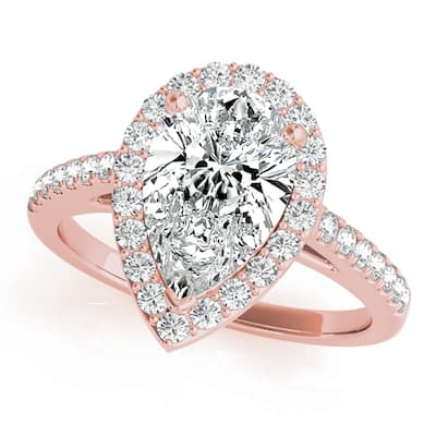 Auriya 14k Rose Gold Lab Grown Pear Diamond Halo Engagement Ring 0.50 to 5.00 ct. tw. (F-G VS)