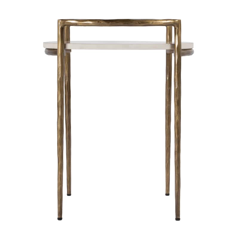 Madlyn 19 in. W Round Marble and Iron Side Table