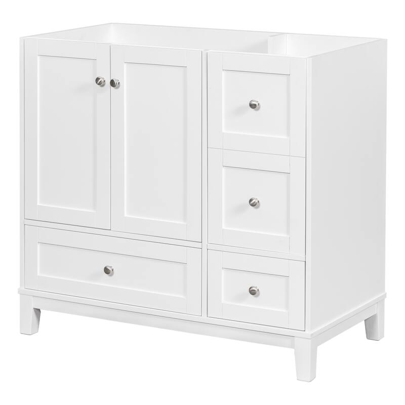 Modern 36-Inch Bathroom Vanity with USB Drawer Charging, Solid Wood Base, and Painted Finish(Sink not included) - 17.5in L