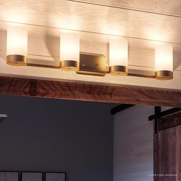 Luxury Contemporary Bathroom Vanity Light 7 5 H X 34 5 W Mid Century Modern Style Brushed Bronze Finish By Urban Ambiance Overstock 28670718