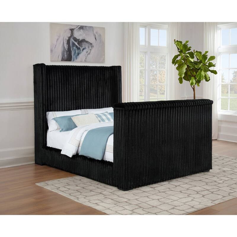 Centergrove Upholstered Wingback TV Bed Black