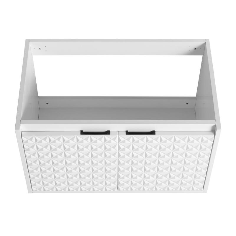 30/ 36 inch Wall Mounted Bathroom Vanity Set in White with Integrated Resin Sink