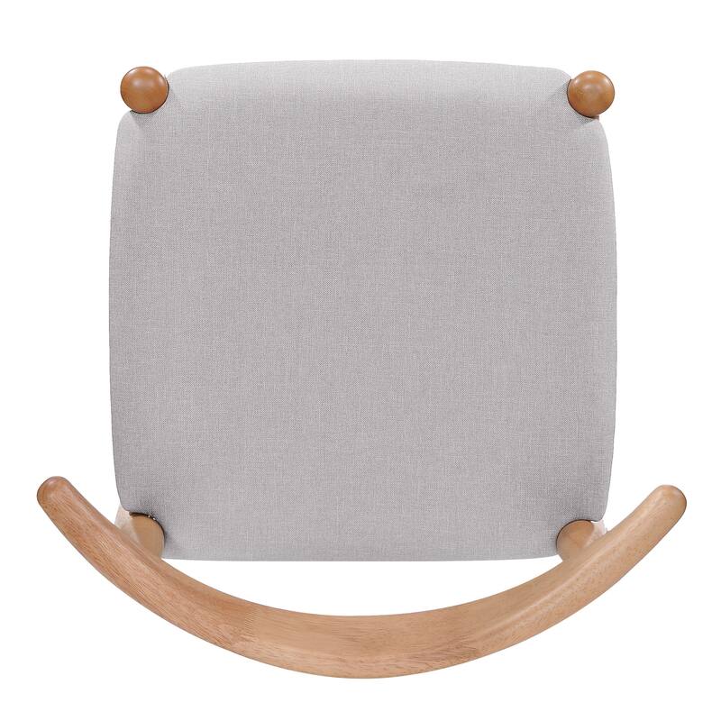 Roomfitters 5-Piece Mid-Century Modern Dining Set, White Oak Table with 4 Beige Upholstered Solid Wood Chairs