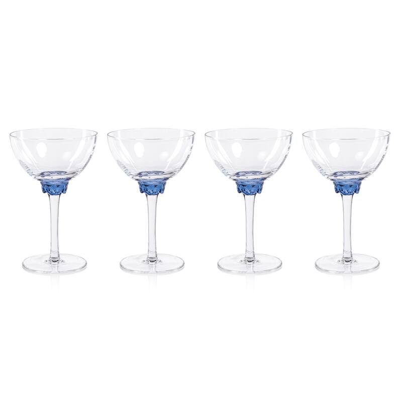 Cambrai Martini / Cocktail Optic Glasses, Set of 4 - Sapphire Blue