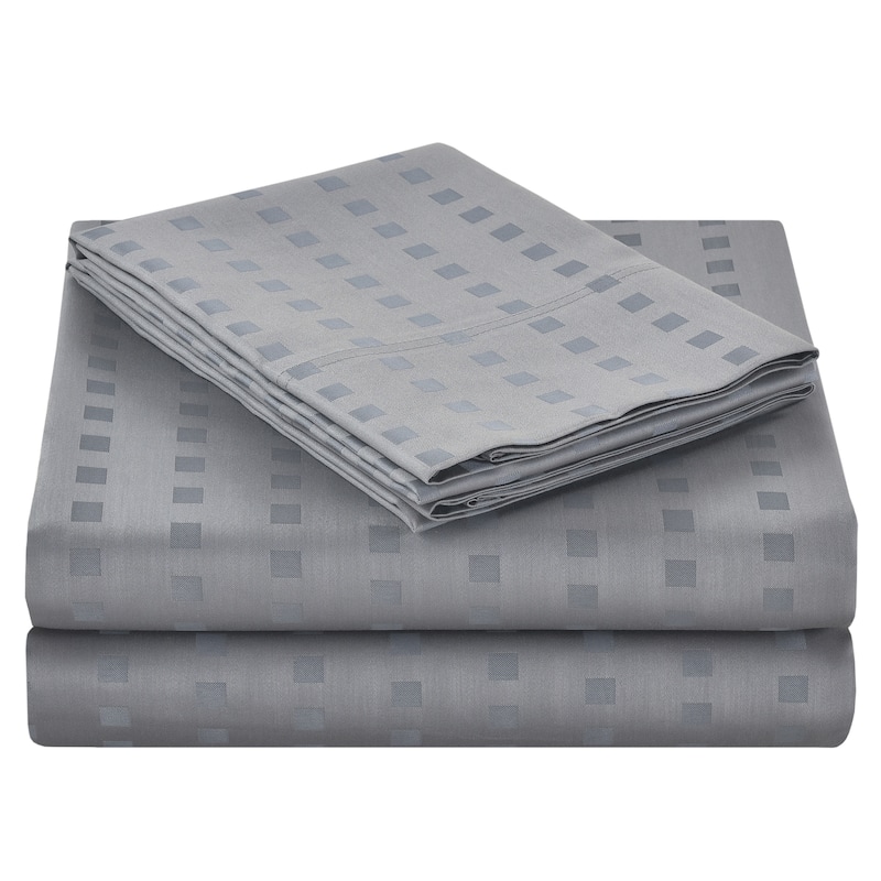 Spring Home 1200 Thread Count 100% Egyptian Cotton Deep Pocket Dobby Striped Sheet Set