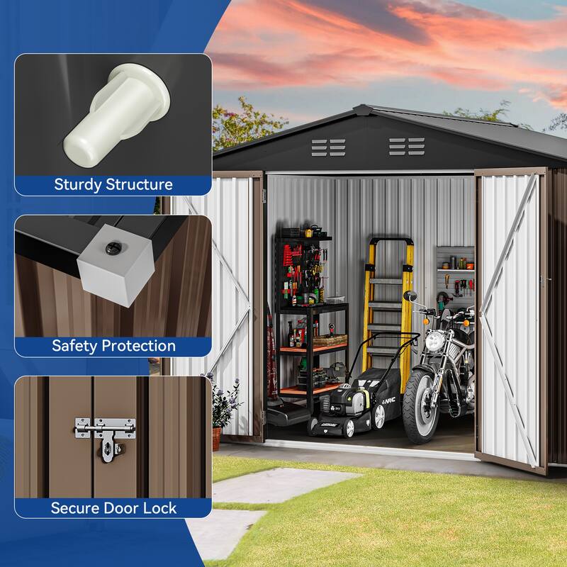 Moasis 10 ft. W x 8 ft. D Steel Storage Shed