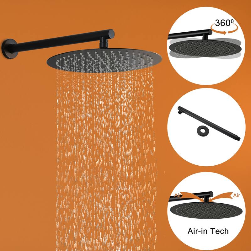 5-Spray Patterns with 9/10/12-in Wall Mount Dual Shower Heads