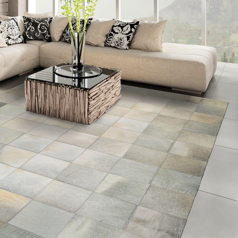 Couristan Chalet Tile Geometric Cowhide Handmade Area Rug