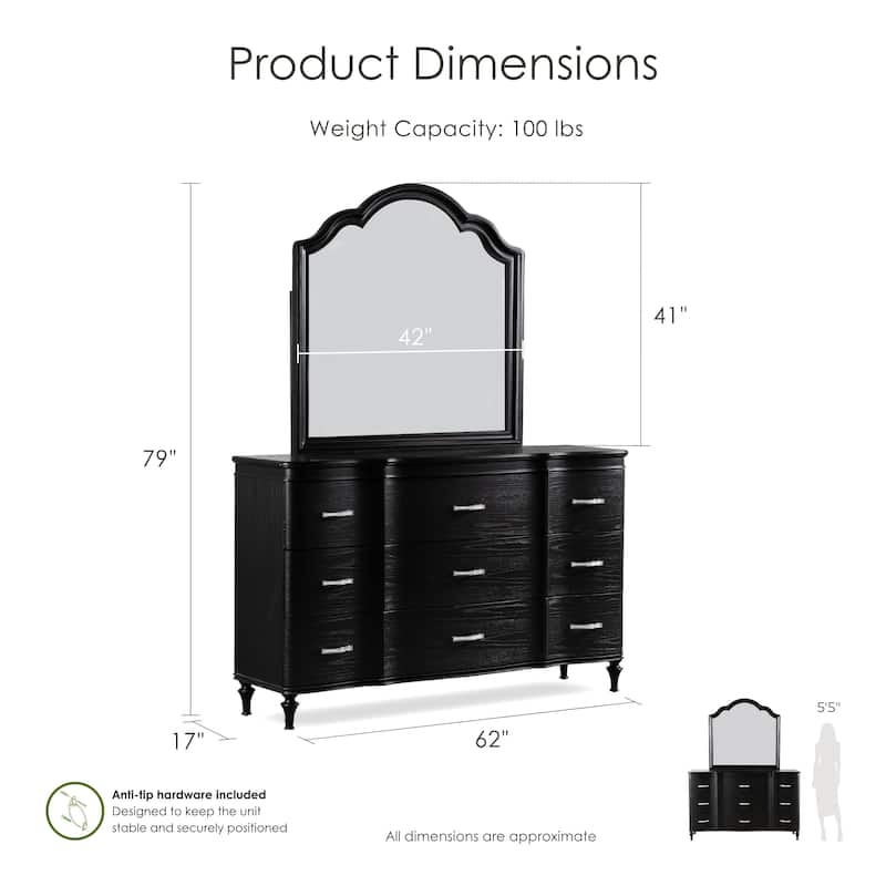 Furniture of America Seabliss Glam Solid Wood 2-piece Dresser and Mirror Set