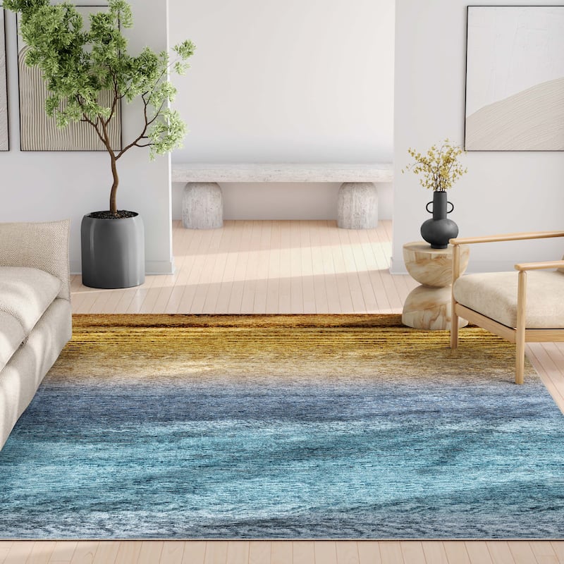 Well Woven Abstract Sunset Vintage Flat-Weave Area Rug