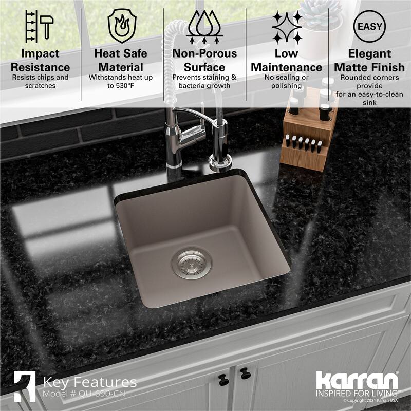 Karran Undermount Quartz Bar Single Bowl Sink
