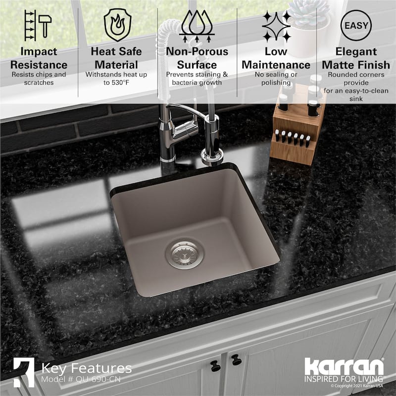 Karran Undermount Quartz Bar Single Bowl Sink
