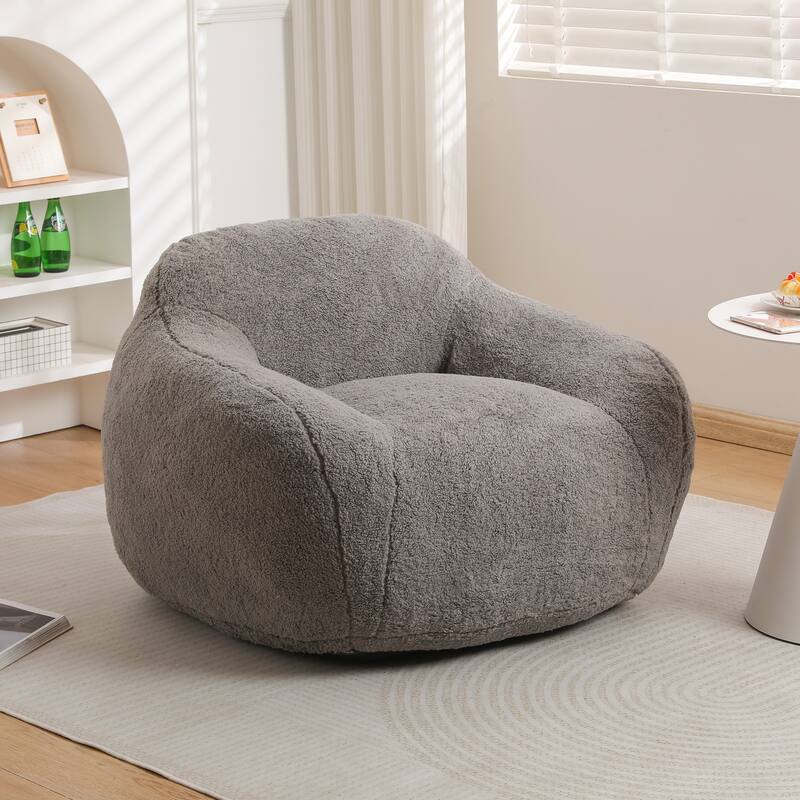 Teddy Memory Foam Bean Bag Chair with Armrests - Light Gray