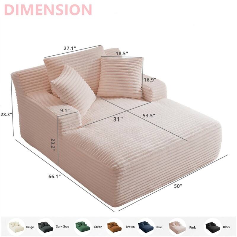 Rossetta Corduroy Upholstered Modern Oversized Chaise Lounge Chair