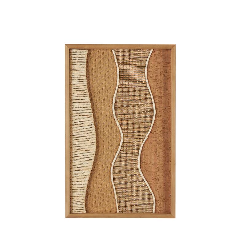 Wood Abstract Handmade Wavy Mixed Media Home Wall Decor with Various Textures and Patterns - Brown - Roche River Decor - Brown