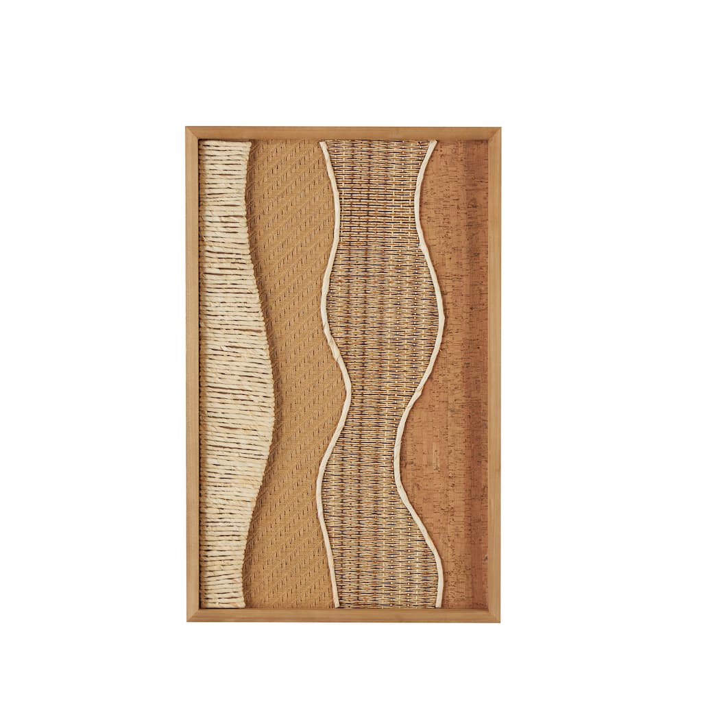Wood Abstract Handmade Wavy Mixed Media Home Wall Decor with Various Textures and Patterns - Brown - Roche River Decor