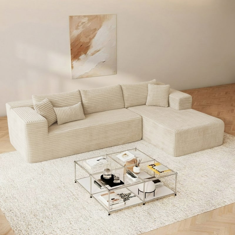 Black L-Shaped Compressed Foam Sofa – Ready-to-Use Sectional Couch with Chaise