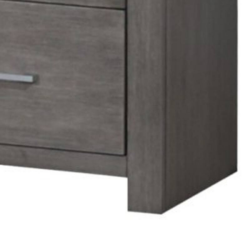 Gray/Silver 2 Drawer 16 in. W Nightstand with Sturdy Knob Pulls