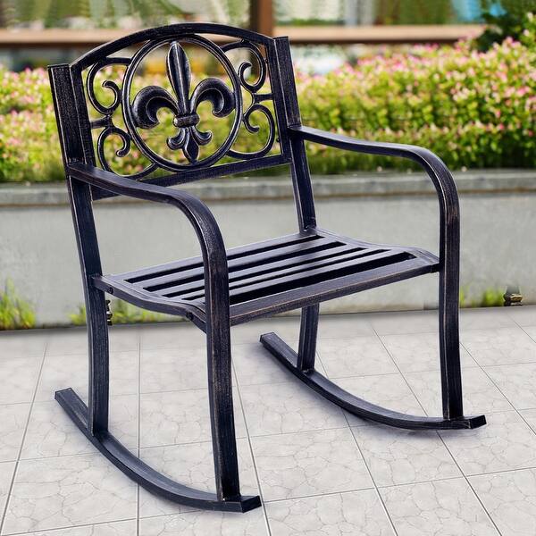 Shop Costway Patio Metal Rocking Chair Porch Seat Deck Outdoor