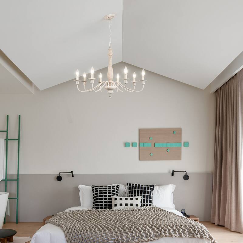 6-Light Candlestick Hanging Ceiling Light Fixture Linear Chandelier Lighting for Dining Room Kitchen Island