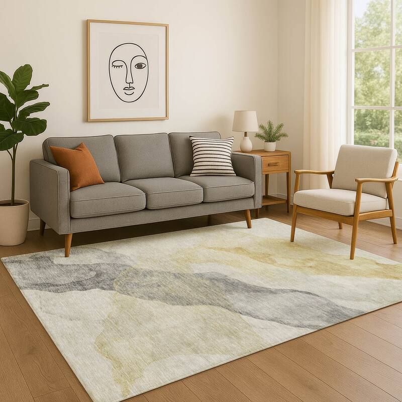 Premium Washable Super Soft Contemporary Fizal Mayfield Rug - Beige - 2'6" x 3'10"