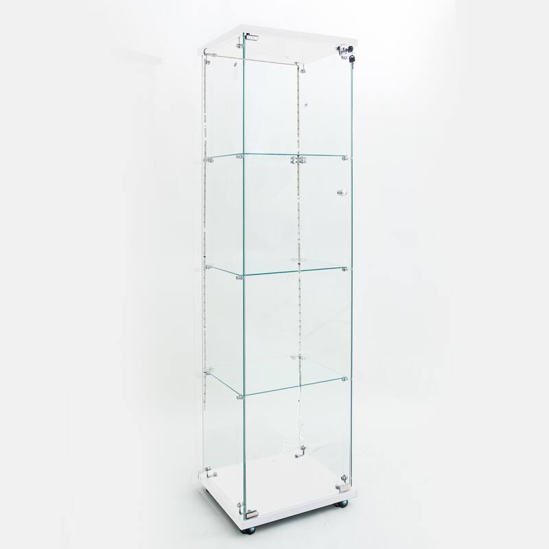 Tempered glass cabinet,wine cabinet,storage cabinet,file cabinet,with Bluetooth LED light,lock on the door,equipped with cast