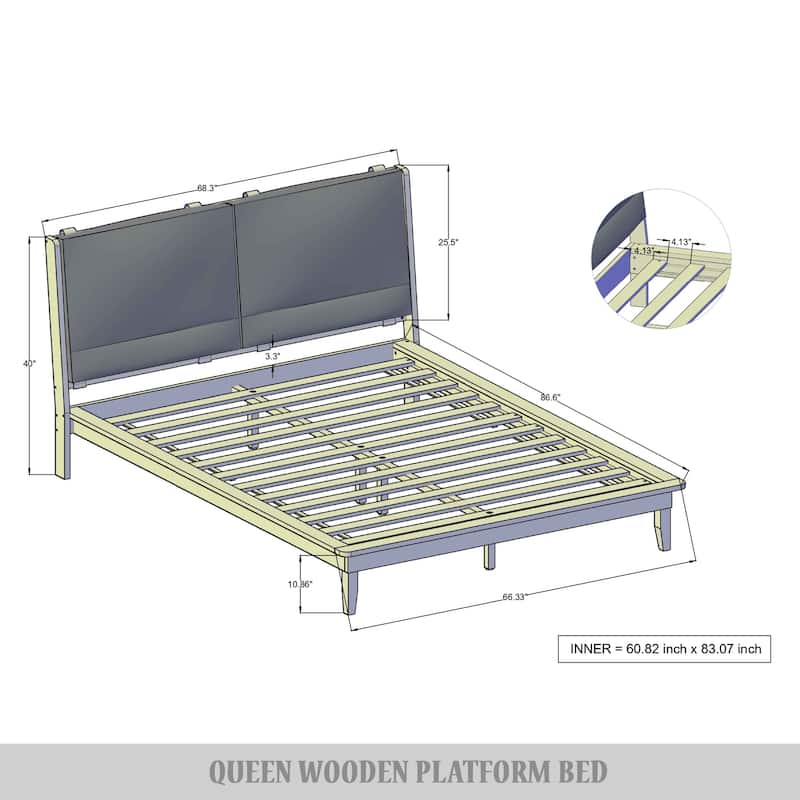 CraftPorch Mid-Century Wooden Platform Bed