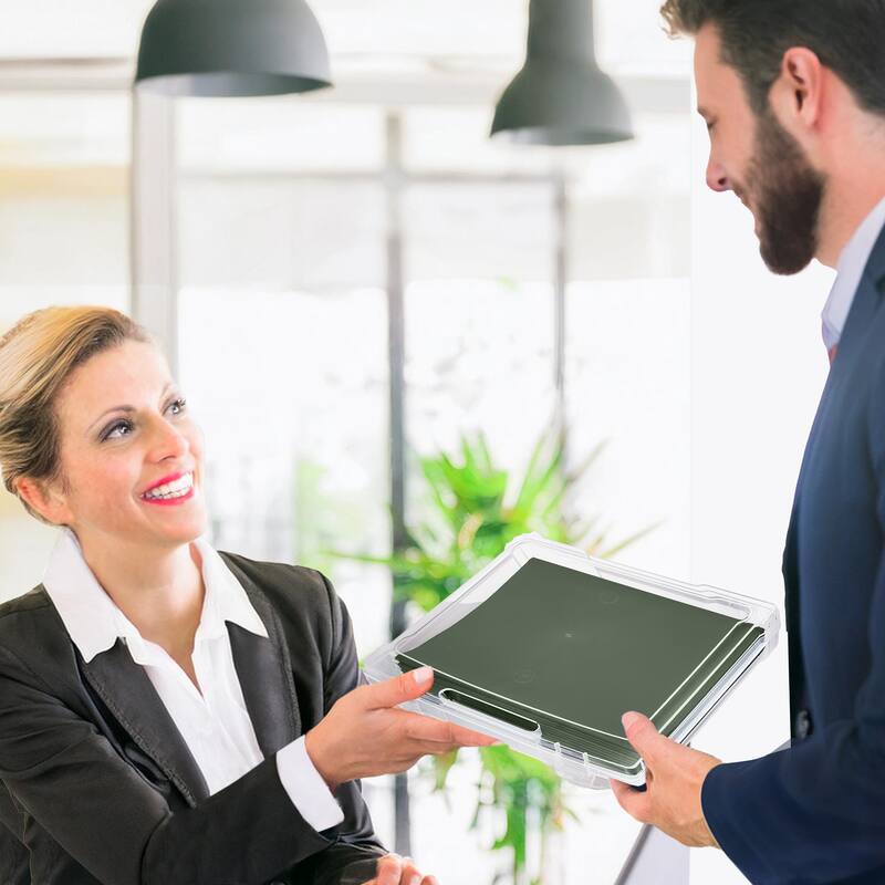 Sorbus Set of 12 Thin Hanging File Organizer Bin, Clear Plastic Stackable for Document Storage
