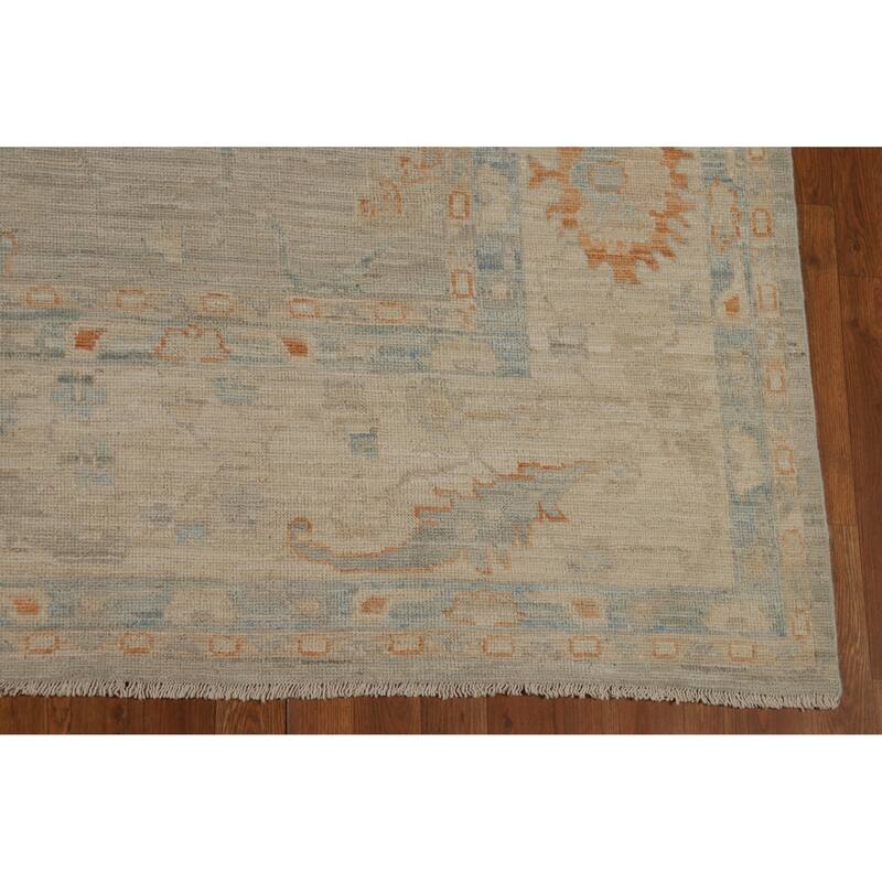 Hand Knotted Oriental 100% Wool Carpet Transitional All-Over Greys & Charcoal Oushak Area Rug - 11' 7'' X 8' 11''