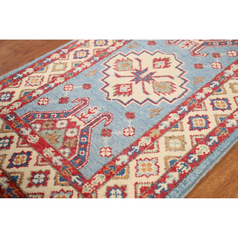 Light Blue Kazak Foyer Rug Handmade Wool Carpet - 2'0" x 3'0"
