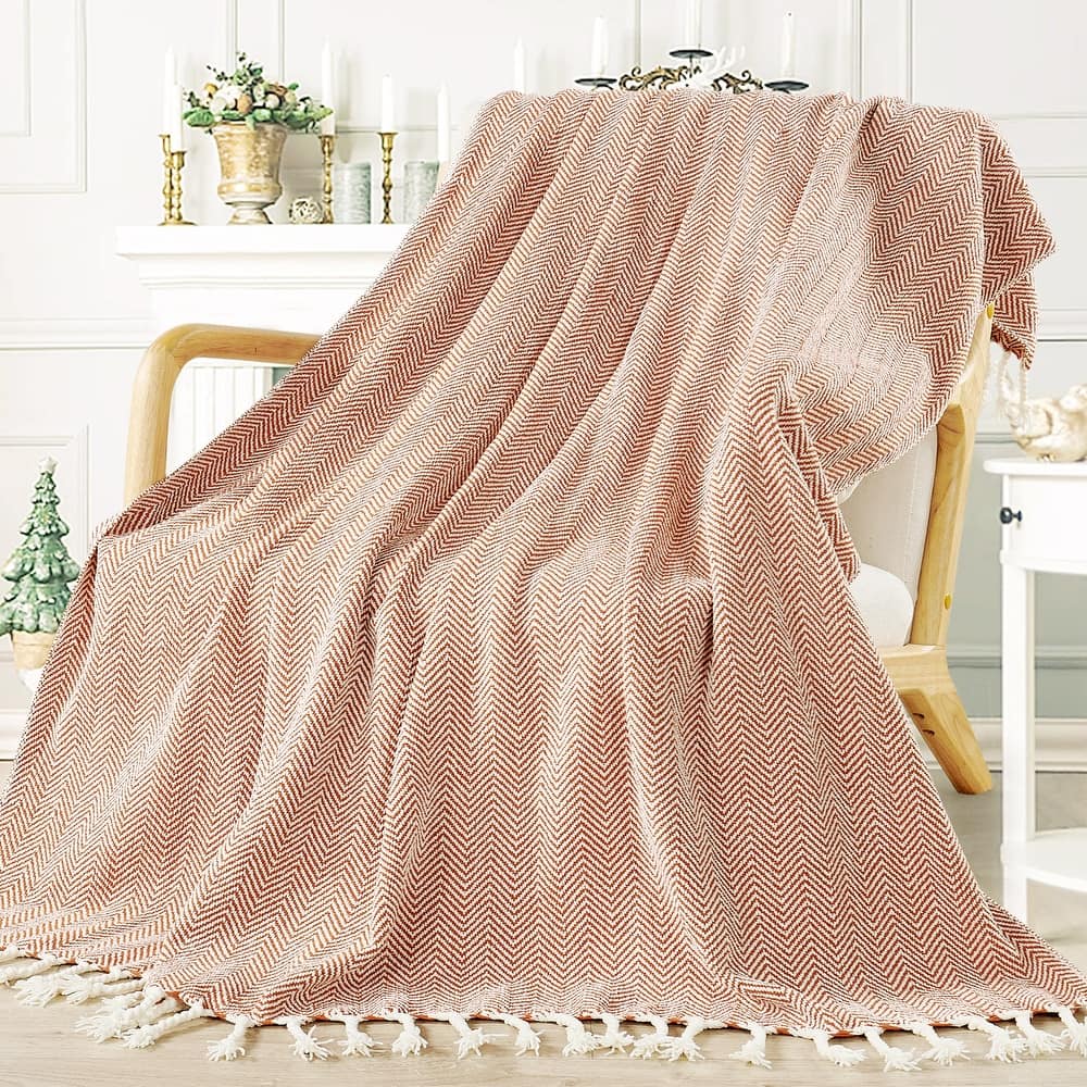 Extra Cozy Chevron Knit Throw Super Soft Knitted Blanket for Couch