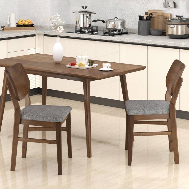 Gymax Dining Chairs Set of 4 w/ Rubber Wood Frame Padded Seat Curved