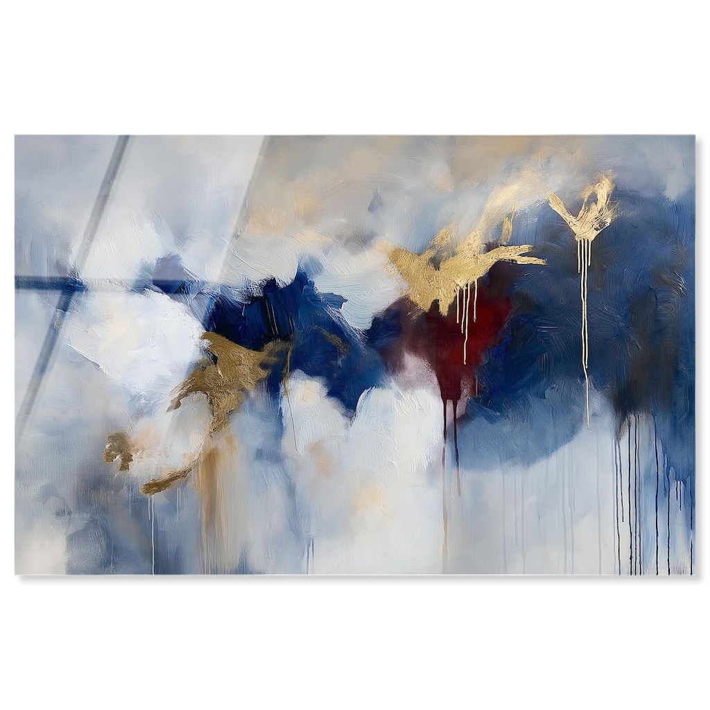 Eclipse of Gold and Blue Acrylic by Art Remedy, Ready to Hang