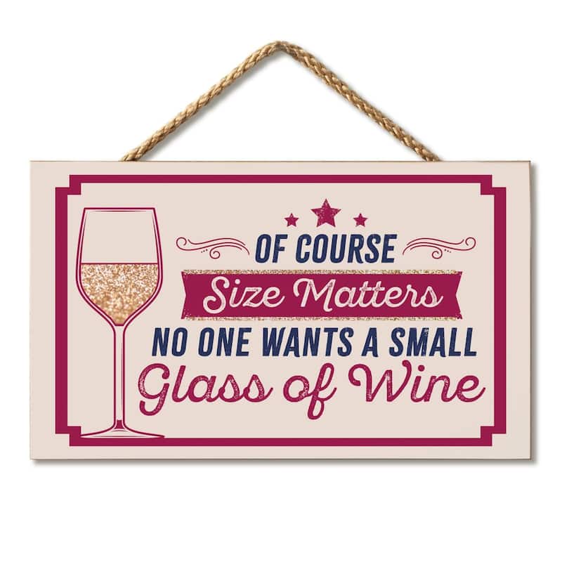 Size Matters Hanging Wood Sign 9.5" x 5.75" Made in the USA - Multi - Multi