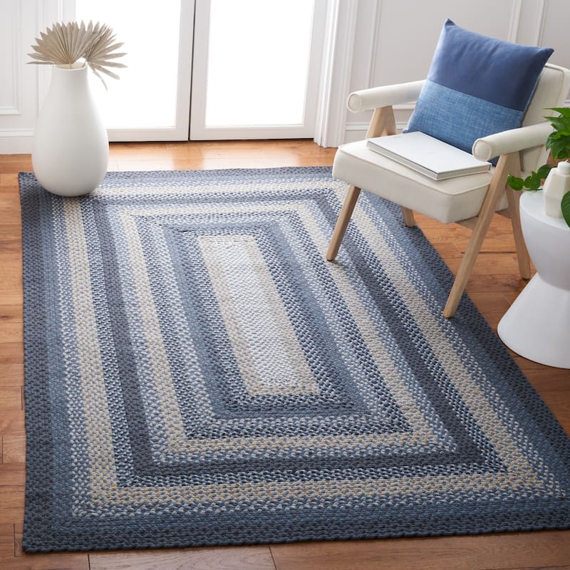 SAFAVIEH Handmade Braided Sylvianne Cotton Rug - 6' x 9' - Dark Grey/Blue