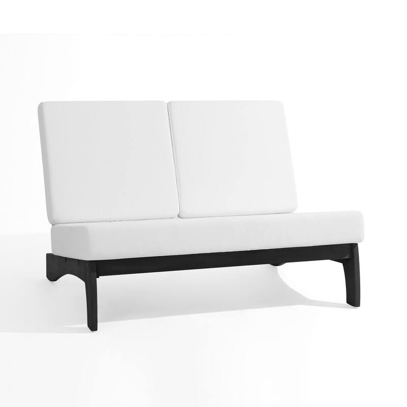 Casual Teak Outdoor Patio Conversation Set with Cushioned Sofa Loveaseat