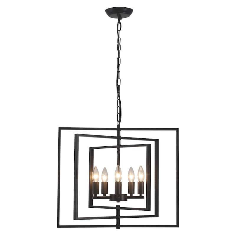 21.65inch 5 Lights Modern Chandelier with Metal Frame 360 Degree Adjustable for Different Rooms