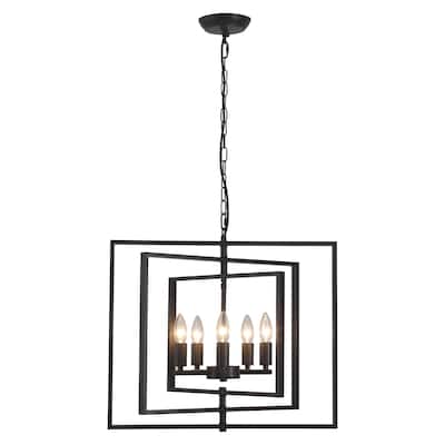 21.65inch 5 Lights Modern Chandelier with Metal Frame 360 Degree Adjustable for Different Rooms