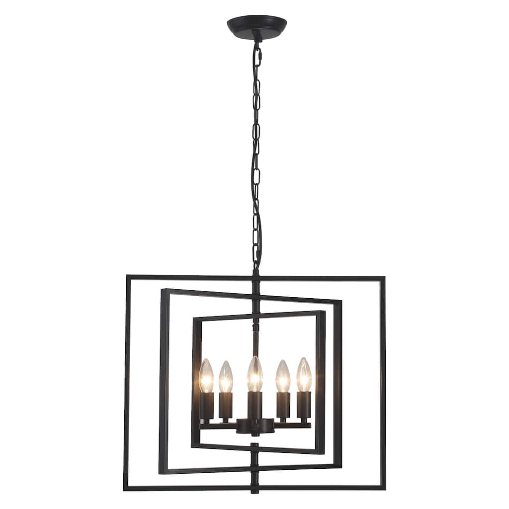 21.65inch 5 Lights Modern Chandelier with Metal Frame 360 Degree Adjustable for Different Rooms
