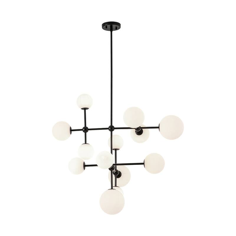 Grand Tiered Frosted Glass Bubble Sputnik Dimmable Entry Chandelier