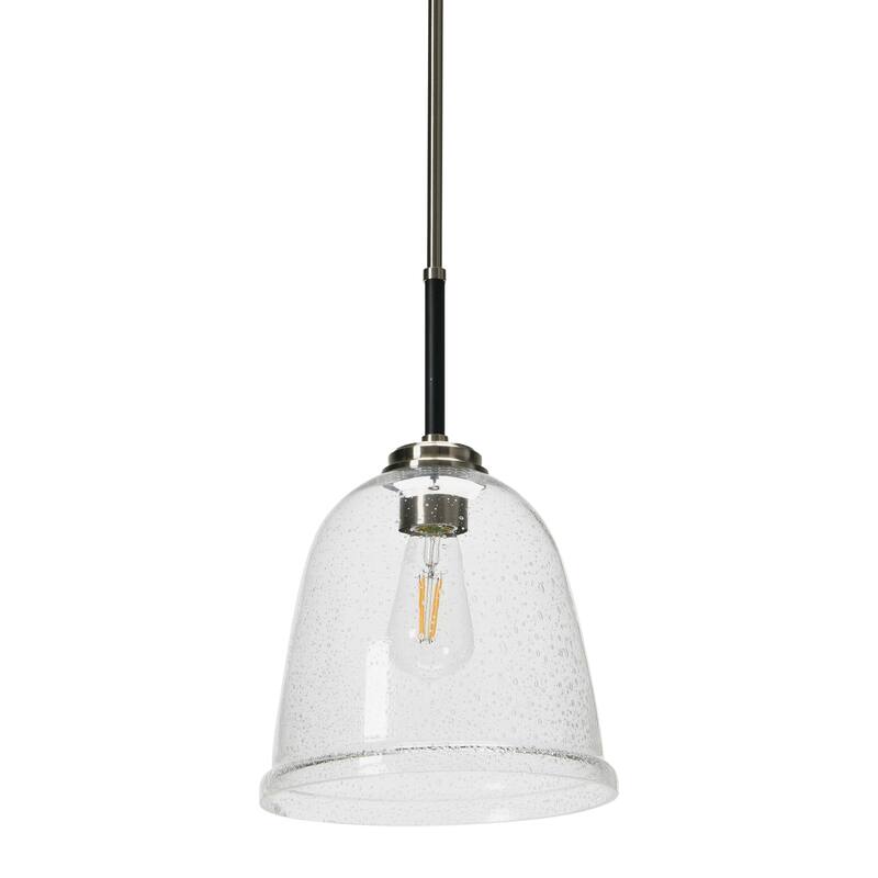 Robert Stevenson Lighting Landry - Seedy Glass and Metal Ceiling Light - 10L x 10W x 54H - 10L x 10W x 54H - Black and Nickel