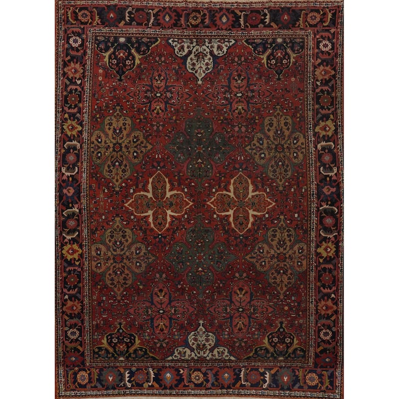 Hand Knotted Oriental 100% Wool Carpet Traditional Floral Oranges & Rust Bakhtiari Area Rug - 11' 9'' X 9' 4''
