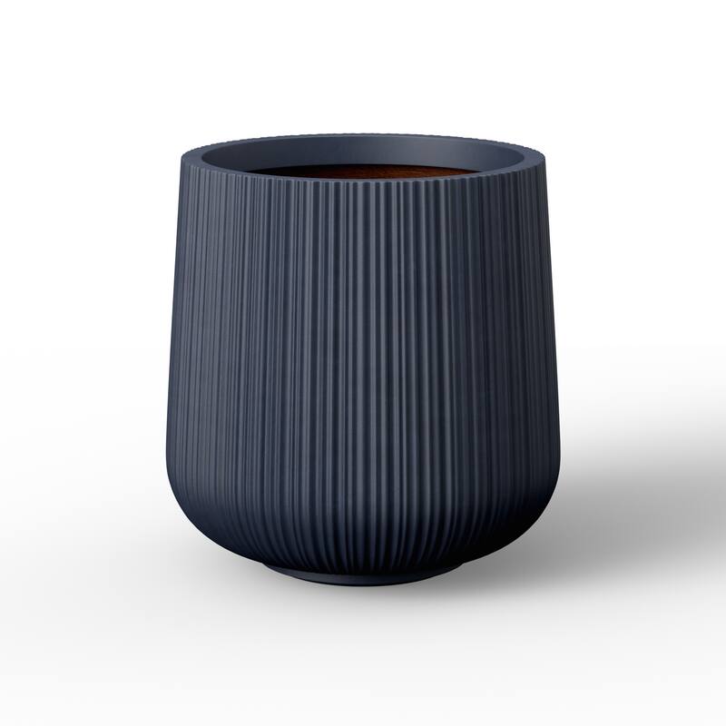 Concrete Round Planter Flower Pot with Drainage Holes - 13 x 13.5 - Navy blue(Enhanced Interior)