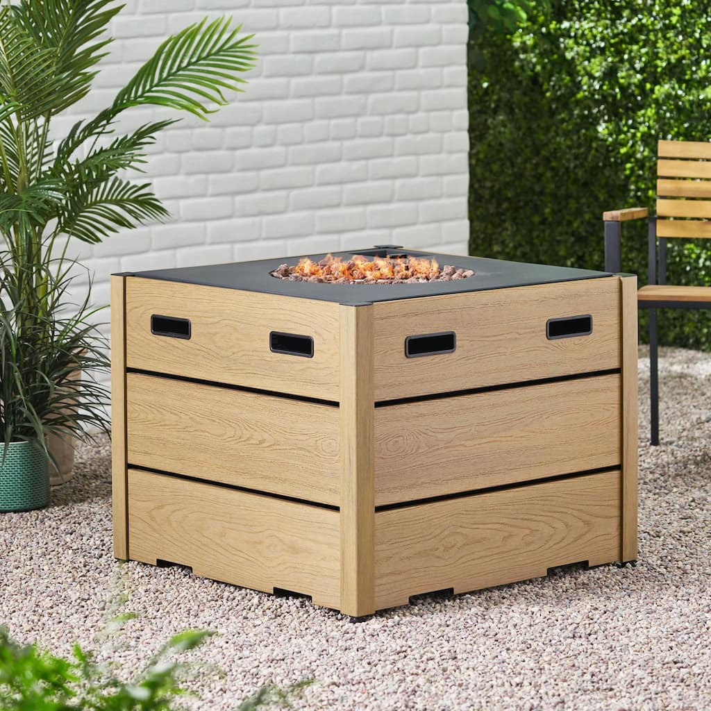 31" Outdoor WPC Base Square Propane Fire Pit - 40,000 BTU