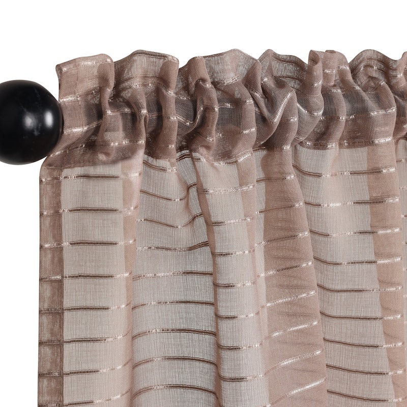 Superior Jackson Striped Machine Washable Sheer Curtains, Set of 2